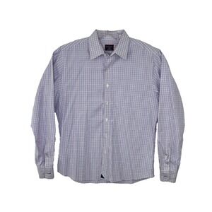 UNTUCKit Preppy 100% Cotton Blue Pink Plaid‎ Slim Fit Button Up Shirt Size LARGE